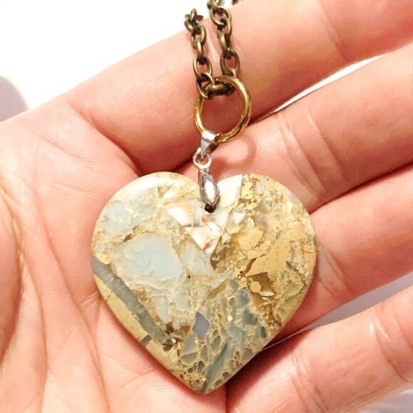 Snakeskin Jasper Heart Pendant Necklace – Transformation, Grounding - Picture 5 of 7